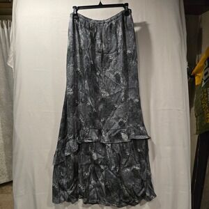 Splendid Collection Women's M Charcoal Floral Print Maxi Skirt Elastic Waist